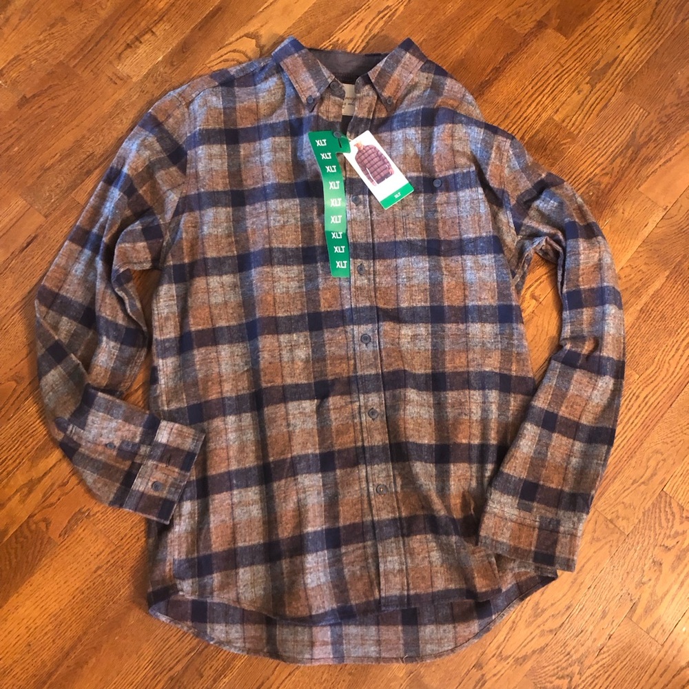 NEW Men's Plaid Flannel Shirt - Blue & Brown